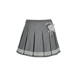 13De Marzo Bear Lace Suit Pleated Skirt Gray