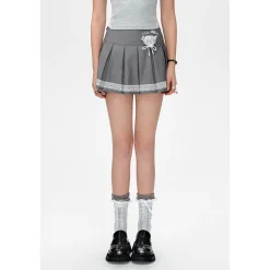 13De Marzo Bear Lace Suit Pleated Skirt Gray