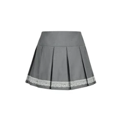 13De Marzo Bear Lace Suit Pleated Skirt Gray