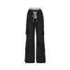 13De Marzo Bear Laced Double Elastic-Waist Cargo Pants Black