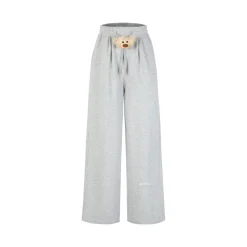 13De Marzo Bear Laced Wide-Leg Casual Pants Gray