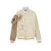 13De Marzo Bear Sleeve Corduroy Baseball Jacket Khaki