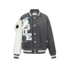 13De Marzo Bear Sleeve Corduroy Baseball Jacket Gray