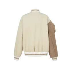 13De Marzo Bear Sleeve Corduroy Baseball Jacket Khaki