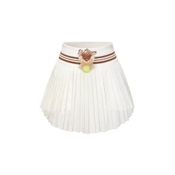 13De Marzo Bear Tennis Sports Pleated Skirt Beige
