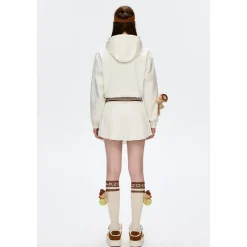 13De Marzo Bear Tennis Thin Hooded Short Jacket Beige