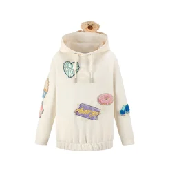 13De Marzo Bear Velcro Badge Hoodie Beige