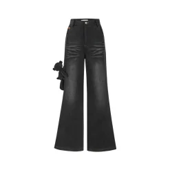 13De Marzo Bear Washed Denim Printed Pants Washed Gray