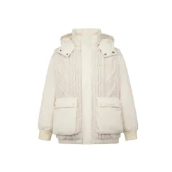13De Marzo Bear Weave Knit Patch Down Jacket Beige