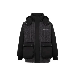 13De Marzo Bear Weave Knit Patch Down Jacket Black