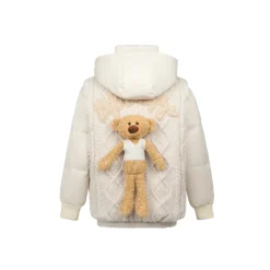 13De Marzo Bear Weave Knit Patch Down Jacket Beige