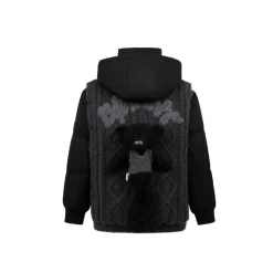 13De Marzo Bear Weave Knit Patch Down Jacket Black