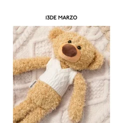 13De Marzo Bear Weave Knit Patch Down Jacket Beige