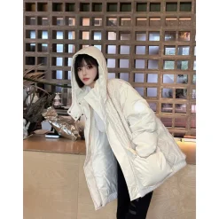 13De Marzo Bear Weave Knit Patch Down Jacket Beige