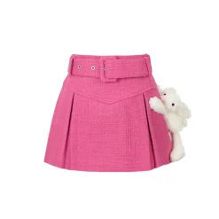 13De Marzo Belt Tweed Skirt Pink