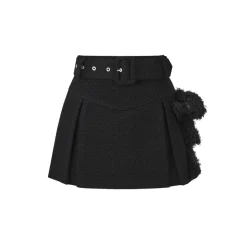 13De Marzo Belt Tweed Skirt Black