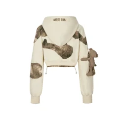 13De Marzo Camo Denim Zip Up Hoodie Beige