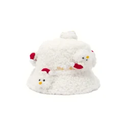 13De Marzo Christmas Snowman Fleece Bucket Hat White