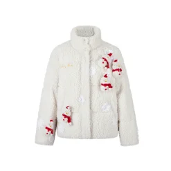 13De Marzo Christmas Snowman Bear Fleece Coat White