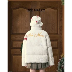 13De Marzo Christmas Snowman Bear Fleece Coat White