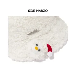 13De Marzo Christmas Snowman Fleece Bucket Hat White
