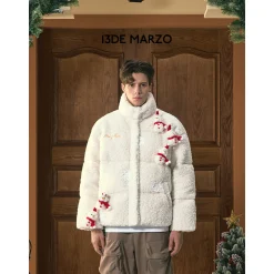 13De Marzo Christmas Snowman Bear Fleece Coat White