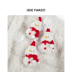 13De Marzo Christmas Snowman Bear Fleece Coat White