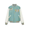 13De Marzo Color Blocked Bear Baseball Jacket Lake Blue
