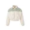 13De Marzo Color Blocked Knit Lapel Fleece Coat White