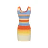 13De Marzo Color Blocked Striped Hollow Out Slim Dress Orange