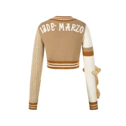 13De Marzo Color Blocked V-Neck Campus Cardigan Camel