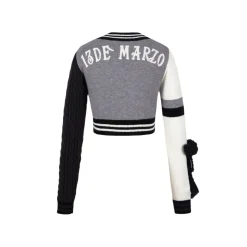 13De Marzo Color Blocked V-Neck Campus Cardigan Black