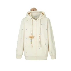 13De Marzo Colored Dots Zip Up Hoodie Cream White