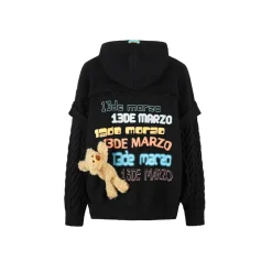 13De Marzo Colored Ribbon Subtitled Weave Knit Sweater Black