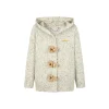 13De Marzo Colored Yarn Bear Knit Hooded Cardigan Beige