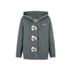 13De Marzo Colored Yarn Bear Knit Hooded Cardigan Gray