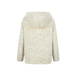 13De Marzo Colored Yarn Bear Knit Hooded Cardigan Beige