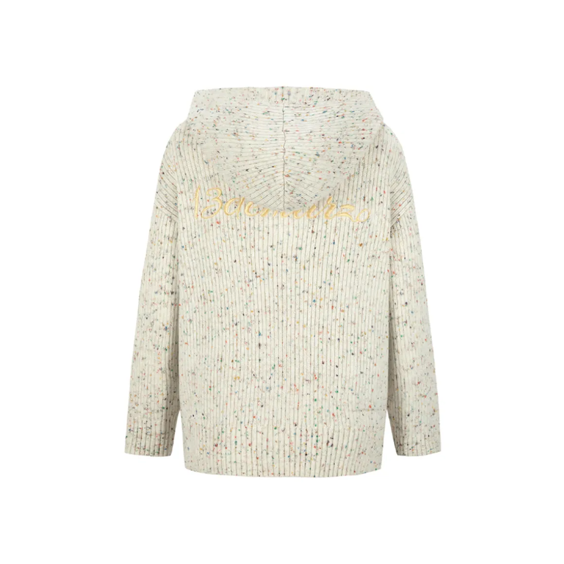 13De Marzo Colored Yarn Bear Knit Hooded Cardigan Beige