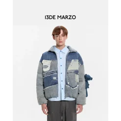 13De Marzo Denim Patch Pockets Down Jacket