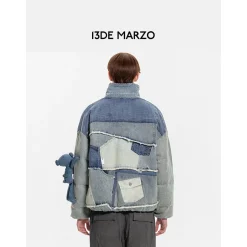 13De Marzo Denim Patch Pockets Down Jacket
