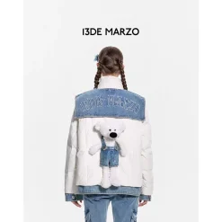 13De Marzo Denim Shoulder Down Jacket White