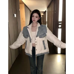 13De Marzo Denim Shoulder Down Jacket White