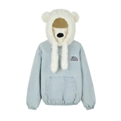 13De Marzo Detachable Bear Mask Padded Hoodie Blue