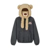 13De Marzo Detachable Bear Mask Padded Hoodie Black