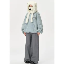 13De Marzo Detachable Bear Mask Padded Hoodie Blue