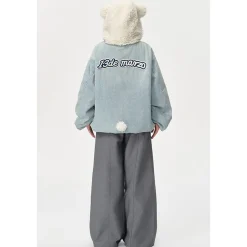 13De Marzo Detachable Bear Mask Padded Hoodie Blue