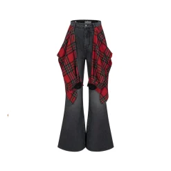 13De Marzo Detachable Shirt And Washed Flare Jeans Set Black