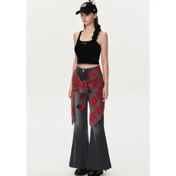 13De Marzo Detachable Shirt And Washed Flare Jeans Set Black