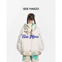 13De Marzo Diamond Check Patch Coat White