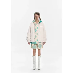 13De Marzo Diamond Check Patch Coat White